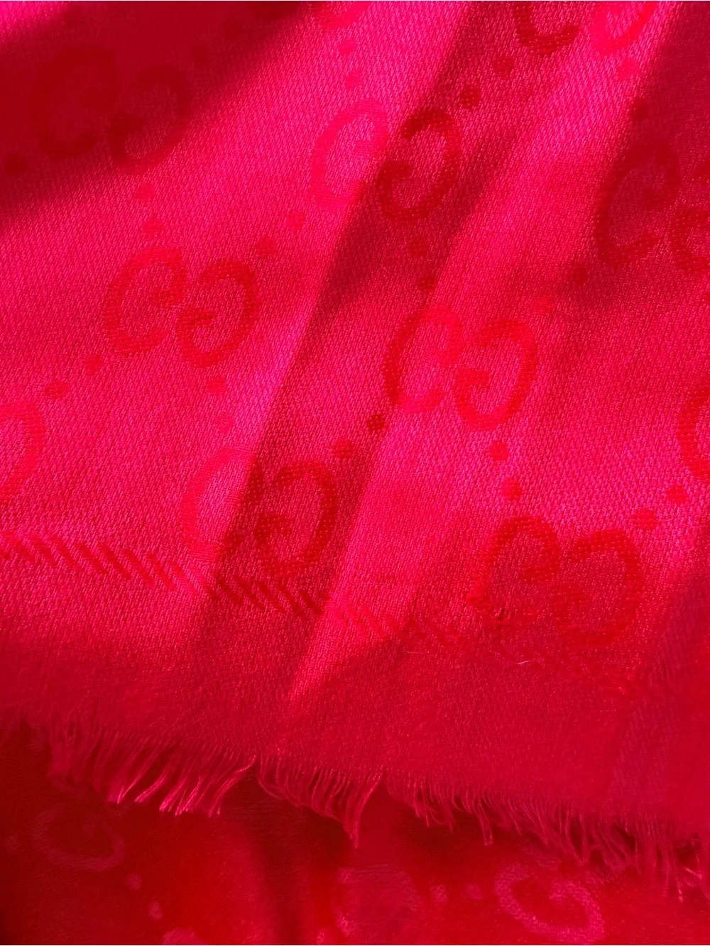 RARE Vintage Gucci 100% Wool Red Stole Shawl Wrap Scarf Made in France Large